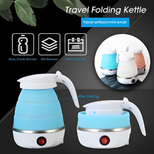pink, blue, and white colors of collapsible electric kettle