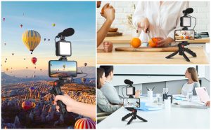 Handheld table standing usage of sturdy tripod stand of video making kit