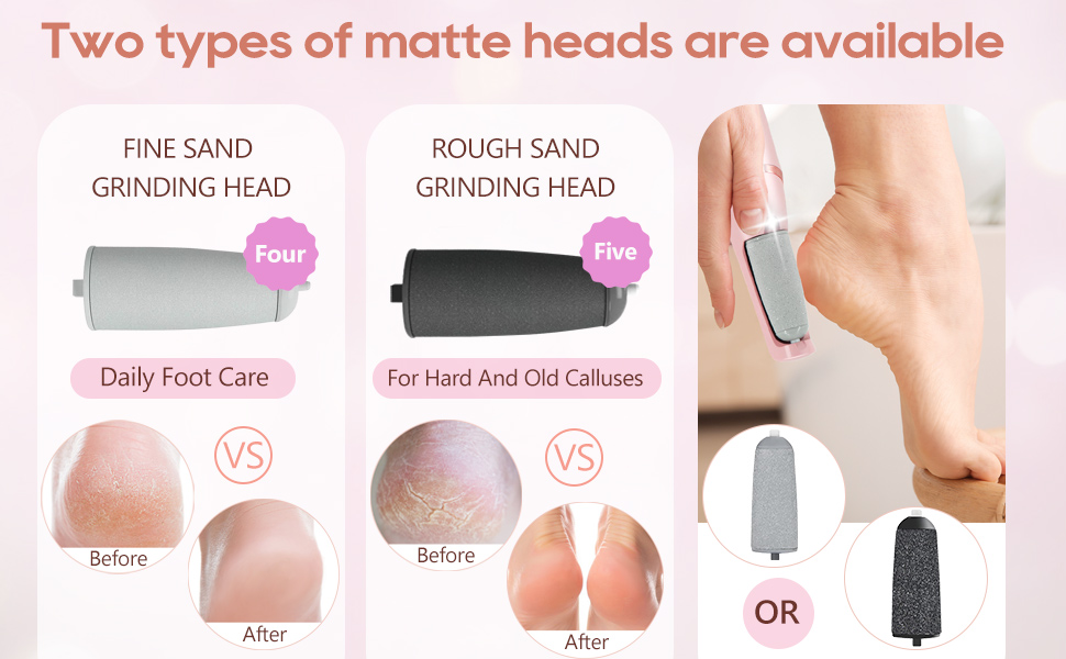 2 grinding heads of a rechargeable callus remover