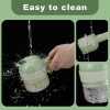 Hand rinsing green electric vegetable cutter under running water showing easy washable design