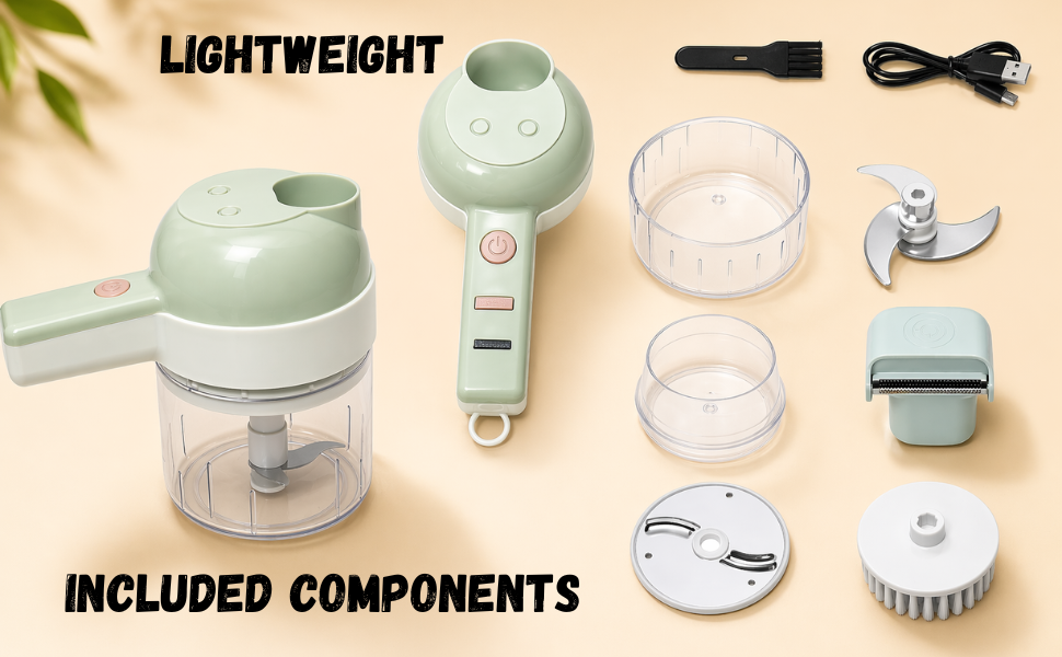 A complete package of a 4in1 electric vegetable cutter