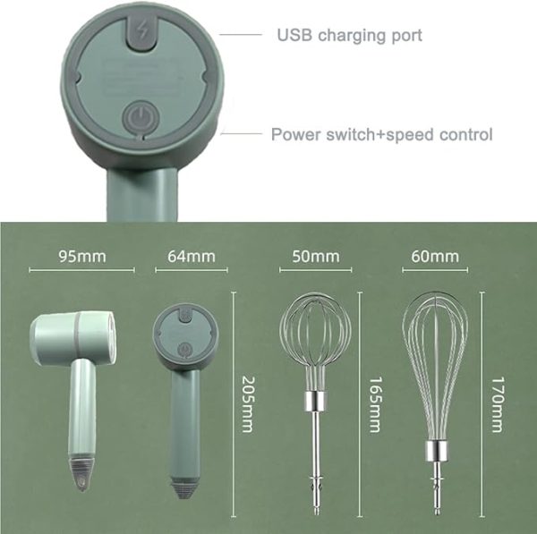 Different parts of a wireless electric mixer