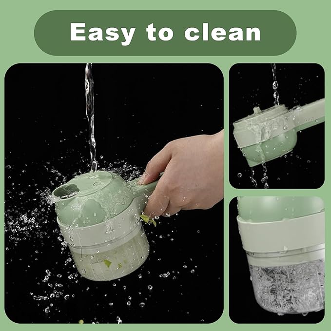 water splashing on the 4in 1 electric hand cutter, showing how easy it is to clean