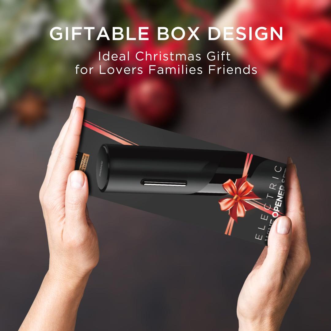 Electric wine opener set in giftable box design ideal as a gift for family and friends