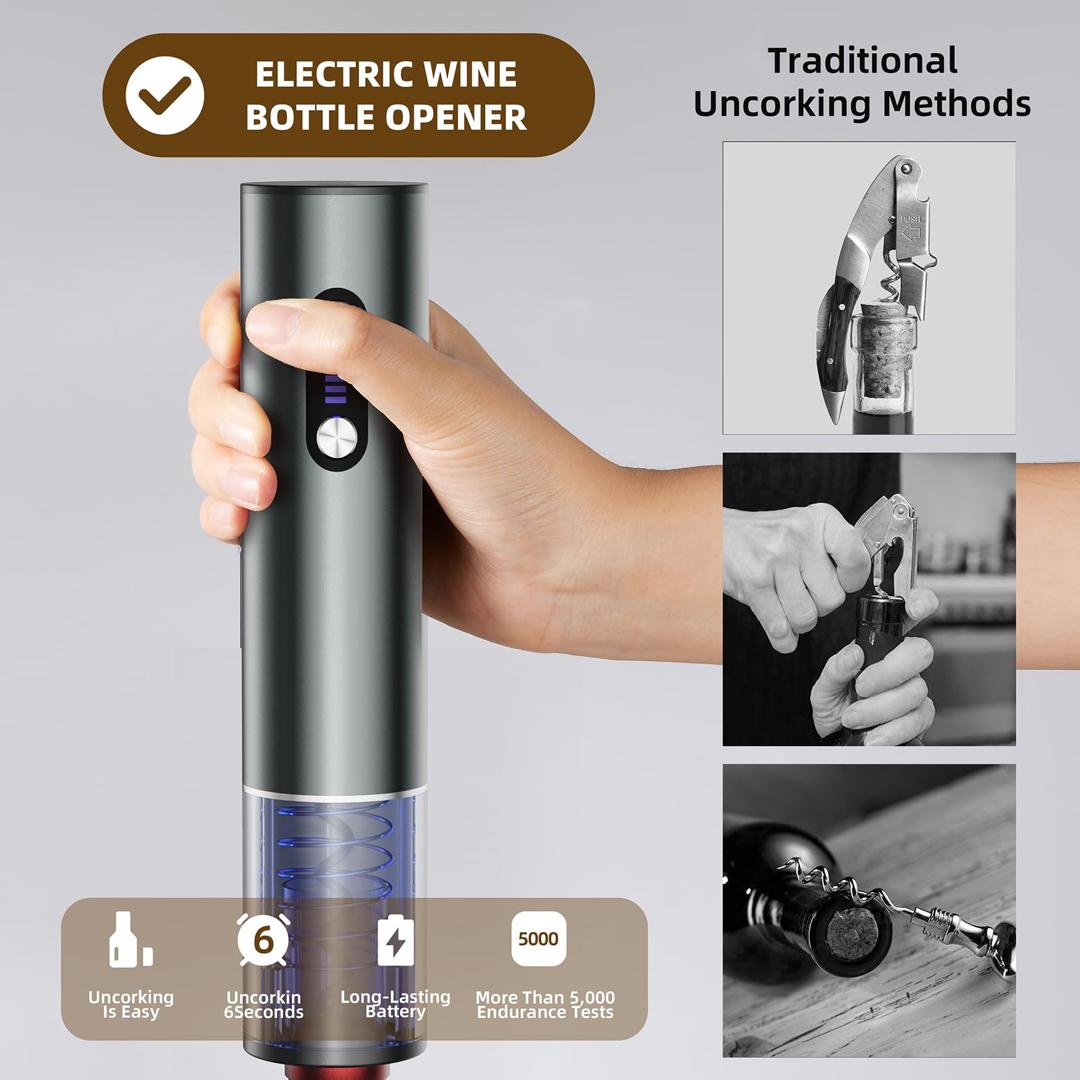 electric wine bottle opener better and easier to use than the traditional uncorking method