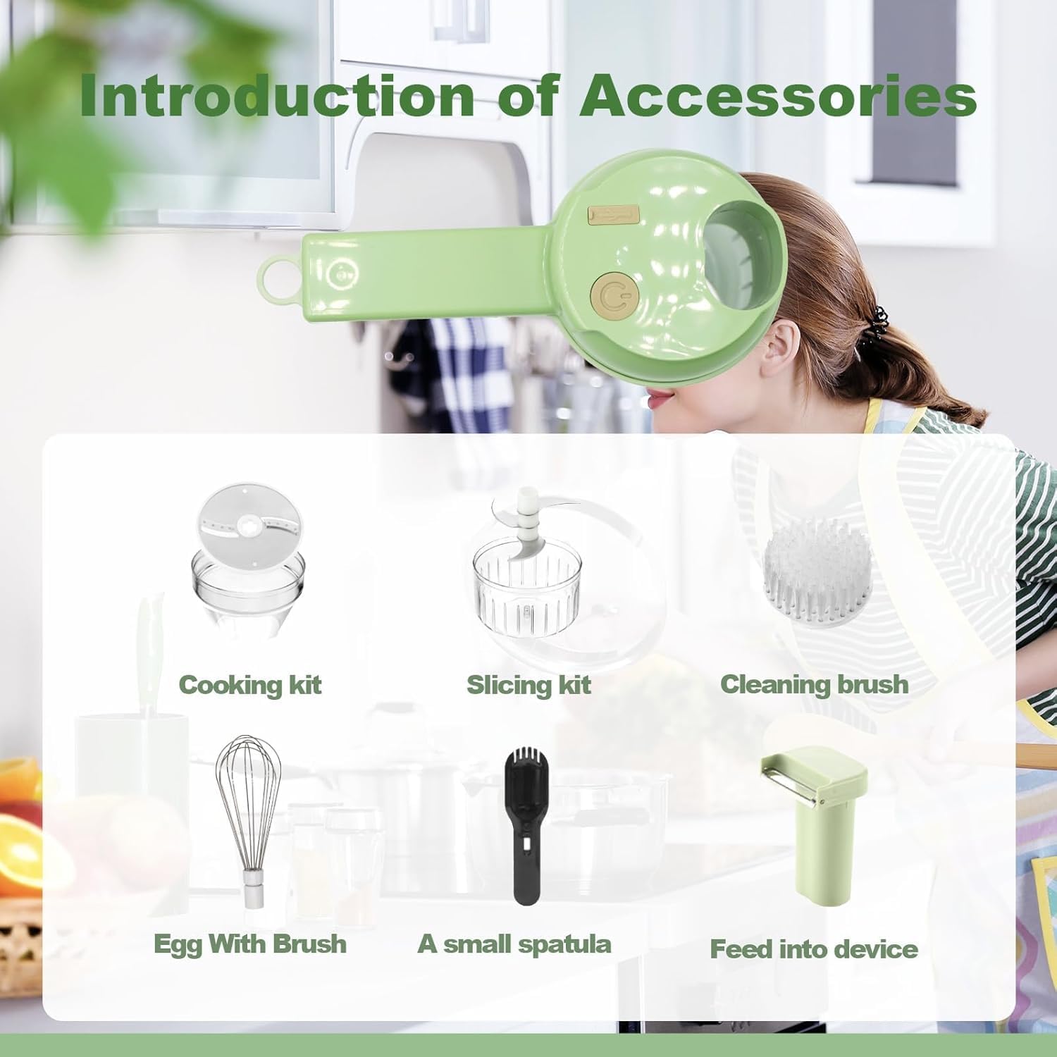 accessories for cleaning, slicing, chopping and peeling vegetables